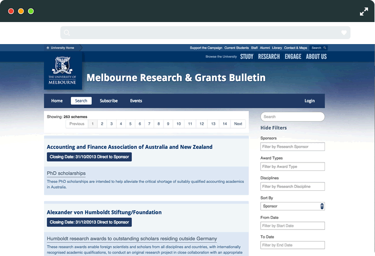 Universtity of Melbourne - Research Bulletin